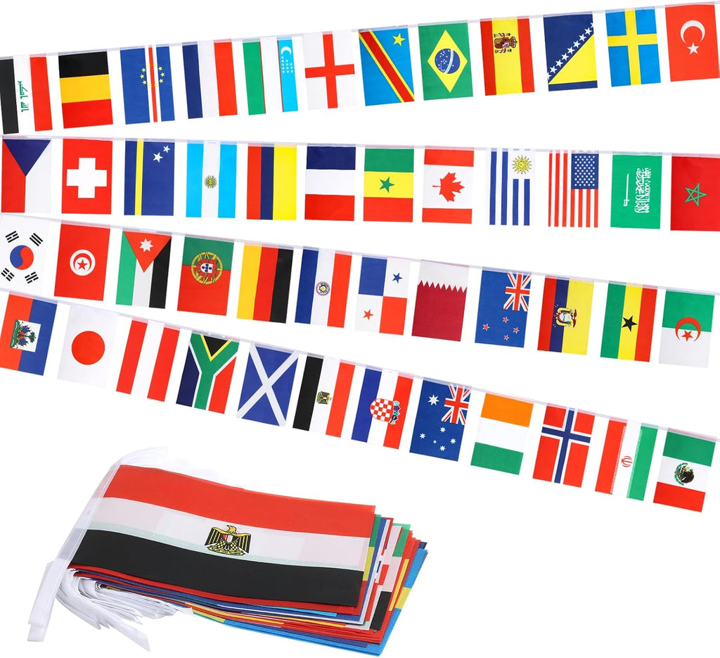 48 Countries Flag Banner Garland Bunting, Decorations for 2026 World Cup Soccer Fans, Watch Party, Sports Events, Patriotic Celebrations International Festival 50 Feet