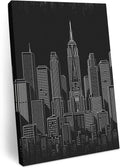 Ship Next Day - Modern City Landscape Wall Art, Black Night Building Cityscape Canvas Print Painting Artwork Picture for Wall Living Room Bathroom Bedroom Kitchen Office Dining Room Decor 40"x60"
