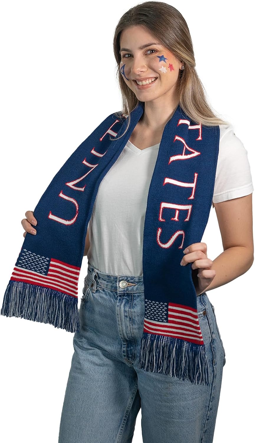 Premium USA Soccer Team Scarf for Fans — Knit Accessory for Supporters, 2026 World Cup