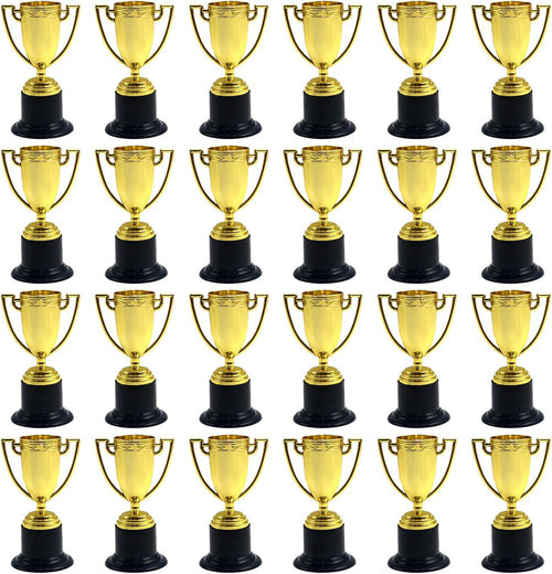 24 Pcs Mini Trophies, 4 Inch Plastic Trophies for Kids, Gold Trophy Award, Participation Trophys Cup, Bulk Trophys for Party Favors, Sports Rewards, Winning Prizes, Competitions, 2026 World Cup (24)