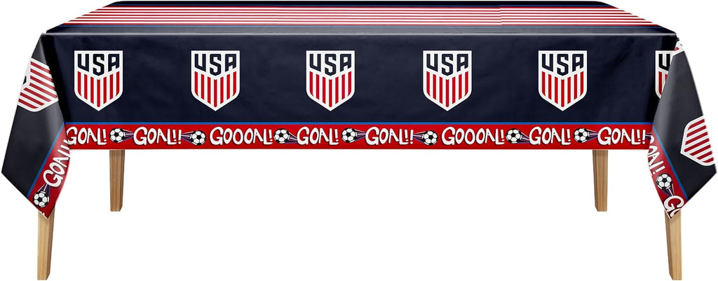 SAY HOORAY! USMNT World Cup 2026 U.S. Men's Soccer Multicolor Plastic Tablecloth, 54" x 102", 3 ct.