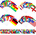 50 Pack Small World Flags on Stick Mini World Handheld Flag with Plastic White Pole for 2026 World Soccer Cup Decoration, Bar, Sports Events, Festival Celebrations