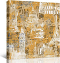 Orange City Framed Wall Art, Retro Modern Abstract Orange Architecture Canvas Prints, Stretched Wall Decor Artwork for Living Room Bedroom Office Home, Ready to Hang, Made in USA, 12"x12"