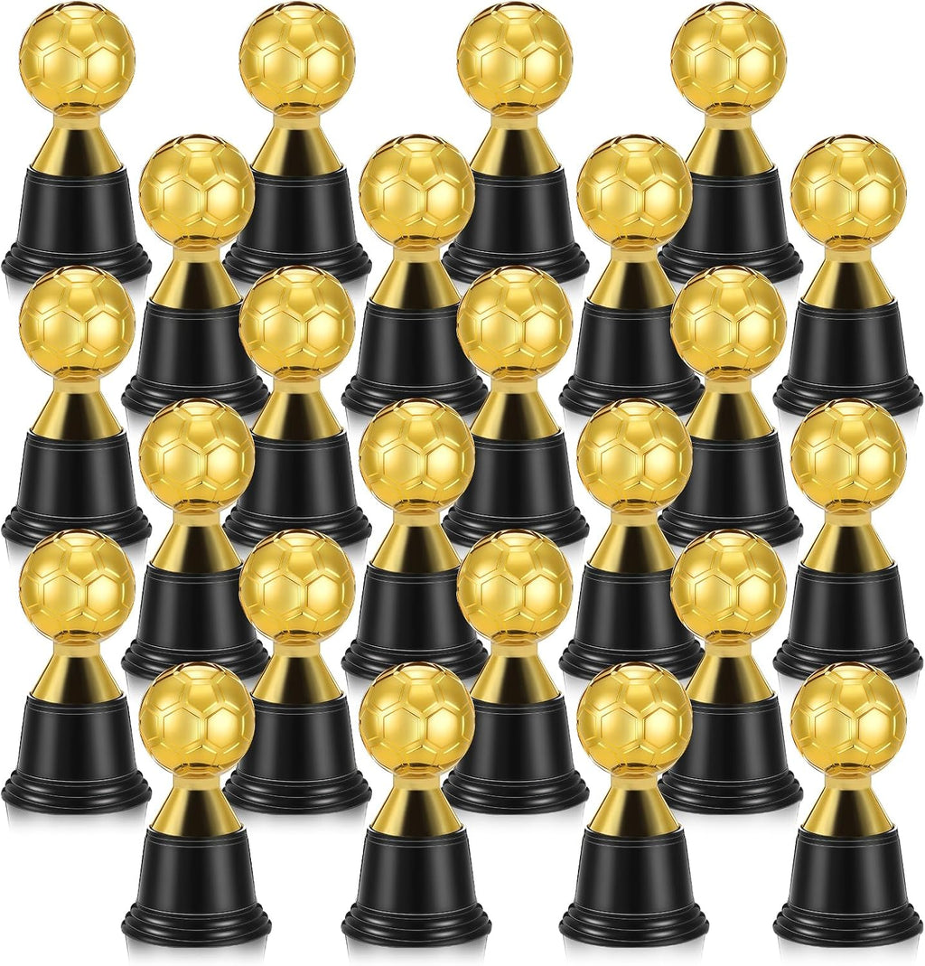 24 Pack Mini Soccer Star Trophies for Awards, 4.5 Inch Gold Football Plastic Trophy Cups for Sports Event, World Cup, Party Favors, Props, Rewards, Winning Prizes, Competitions
