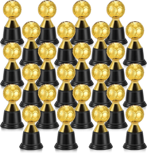 24 Pack Mini Soccer Star Trophies for Awards, 4.5 Inch Gold Football Plastic Trophy Cups for Sports Event, World Cup, Party Favors, Props, Rewards, Winning Prizes, Competitions