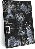 Ship Next Day - Black City Wall Art, Modern Blue Architecture Classic Buildings Canvas Print Painting Artwork Picture for Wall Living Room Bathroom Bedroom Kitchen Office Dining Room Decor 16"x20"