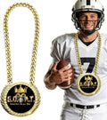 Big MVP Medal Turnover Chain - 6" Big Gold Sports Achievements Soccer Award Medal for Most Valuable Player,Fantasy Football Champion Chain for Sport Competitions Celebration,Prize Gifts Party Favors