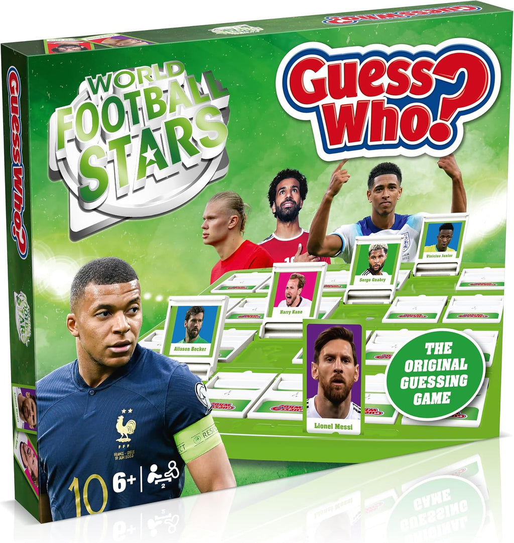 World Football Stars, Guess Who? Green Board Game, Play with Messi, Ronaldo, Harry Kane, Salah, Easy to Setup, Gift for Kids Ages 6 and up, One Size Fits All