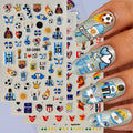 World Cup Soccer Nail Art Stickers 6 Sheets, Zoance Football Trophy Nail Decals 2026 World Cup Team Themed, 3D Self-Adhesive Nail Stickers for Women Fans Party Nail Decorations