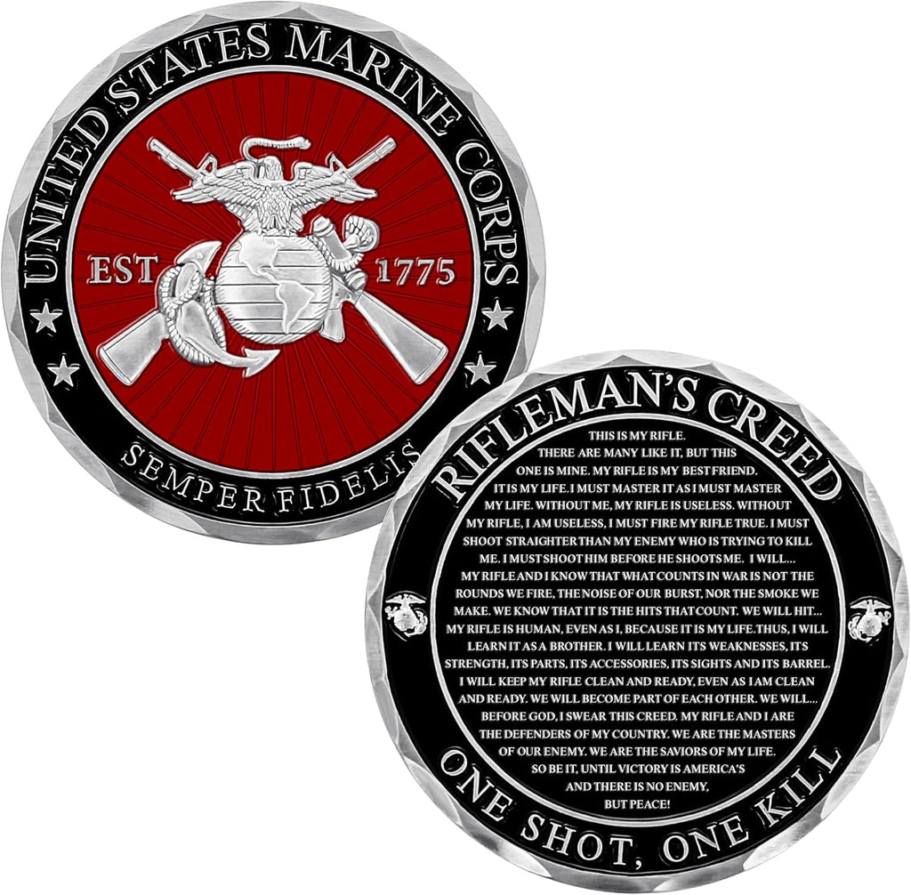 Marine Corps Rifleman’s Creed Challenge Coin - Gift for Marines - Disabled Vet Owned Business | USMC Rifleman’s Creed Coin