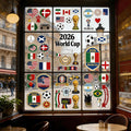 2026 World Cup Window Stickers, 9 Sheets with 69 Pieces, Double-Sided Printed, Multi-Coloured Window Decorations, Removable and Reusable Clings for Home, Office, Car