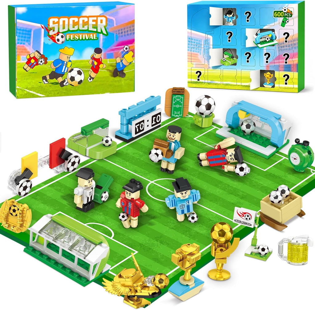 2026 World Soccer Cup Themed 24 Pack Building Blocks with Keychains, 600 PCS Sports Mini Building Toys, Individually Wrapped Party Favors, Classroom Prizes, Travel Toys, Gifts for Kids Ages 4-12