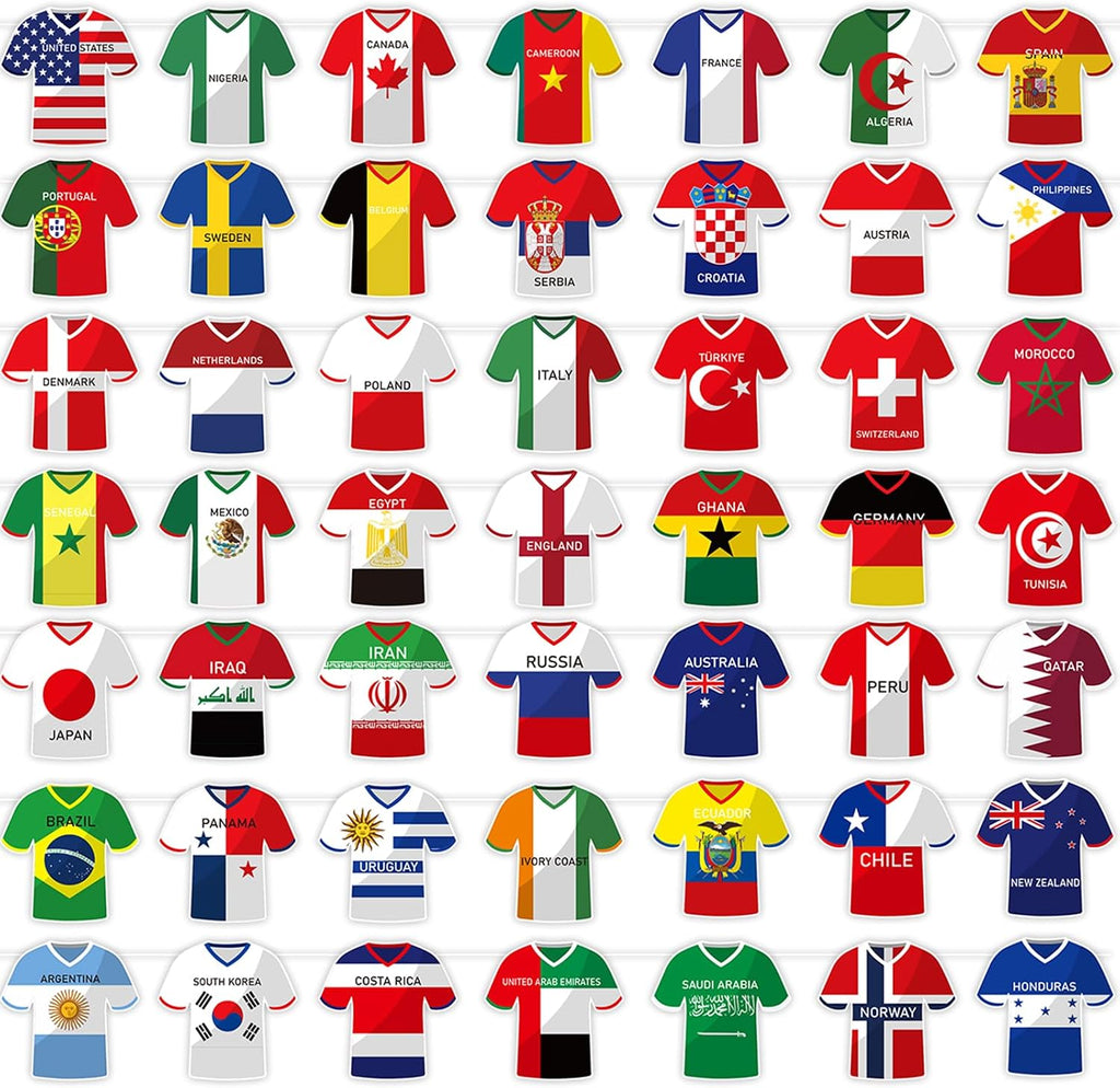 2026 Soccer World Ball Jersey Flag Bunting Banner Set 49 Pcs Football Cup Game Fan Merchandise Sports Themed Gifts Party Decorations International Country String Flags Garland Celebrations Decor