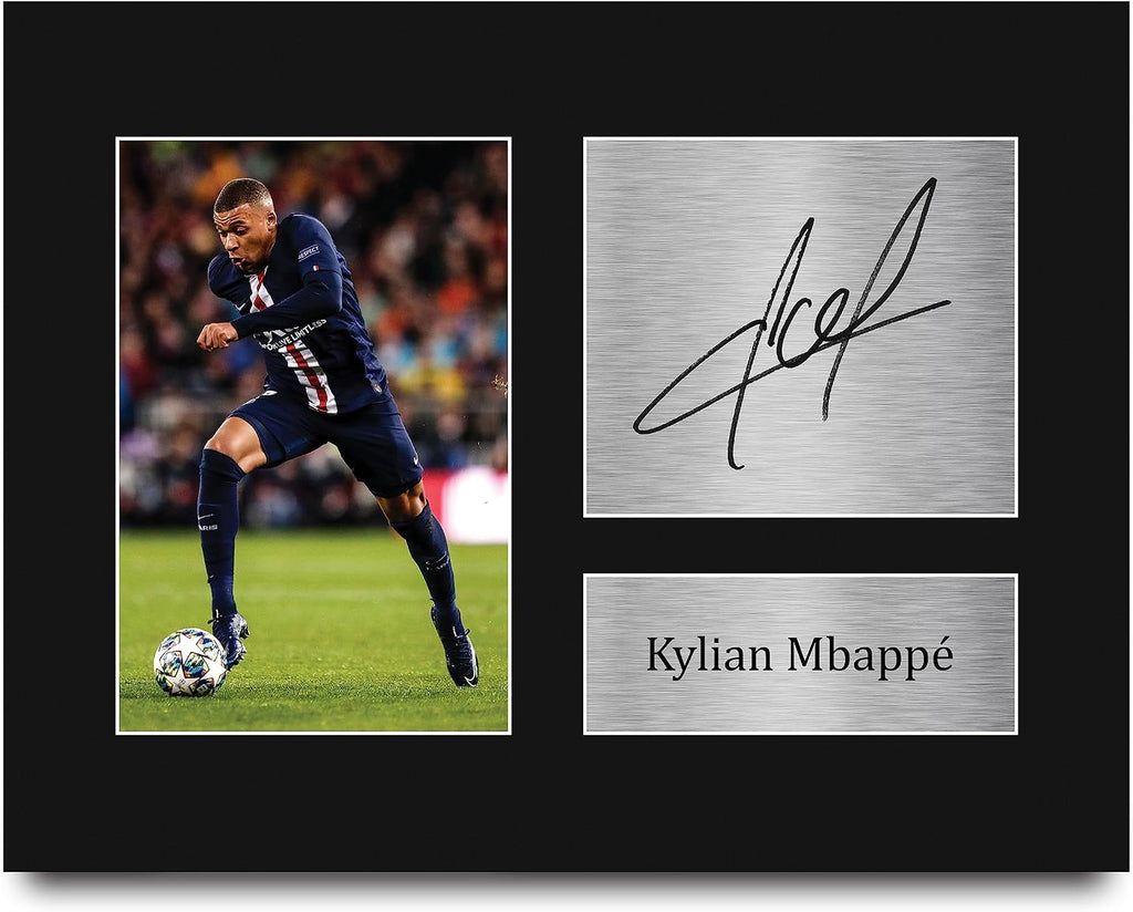 HWC Trading Kylian Mbappe Gifts Signed Printed Autograph Paris Blue and Reds Print Photo Picture Display - US Letter Size