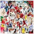 50PCS Football Player Cristiano Ronaldo Water Bottle Stickers for Kids, Vinyl Waterproof Aesthetic Laptop Sticker Pack Classroom Prizes Skateboard for Kids Teens Girls Students (RED)