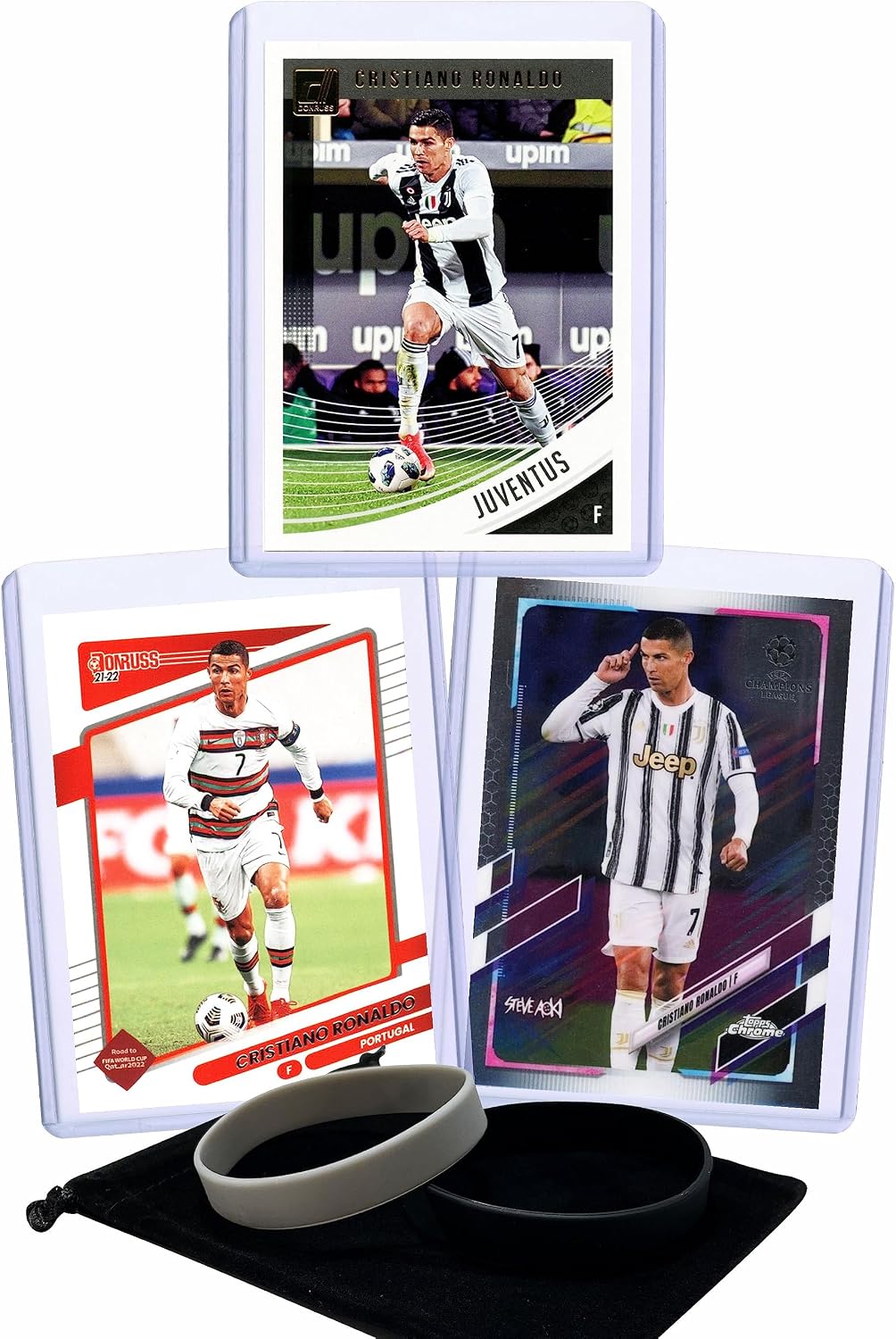 Cristiano Ronaldo (3) Assorted Soccer Cards &/or Sticker Cards Gift Pack
