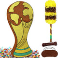 25" World Cup Trophy Piñata - Large Gold Champion Cup Pinata with Stick, Blindfold & Confetti - Soccer Theme Birthday Decorations, Sports Party Supplies for Boys Kids & Adults Victory Celebration