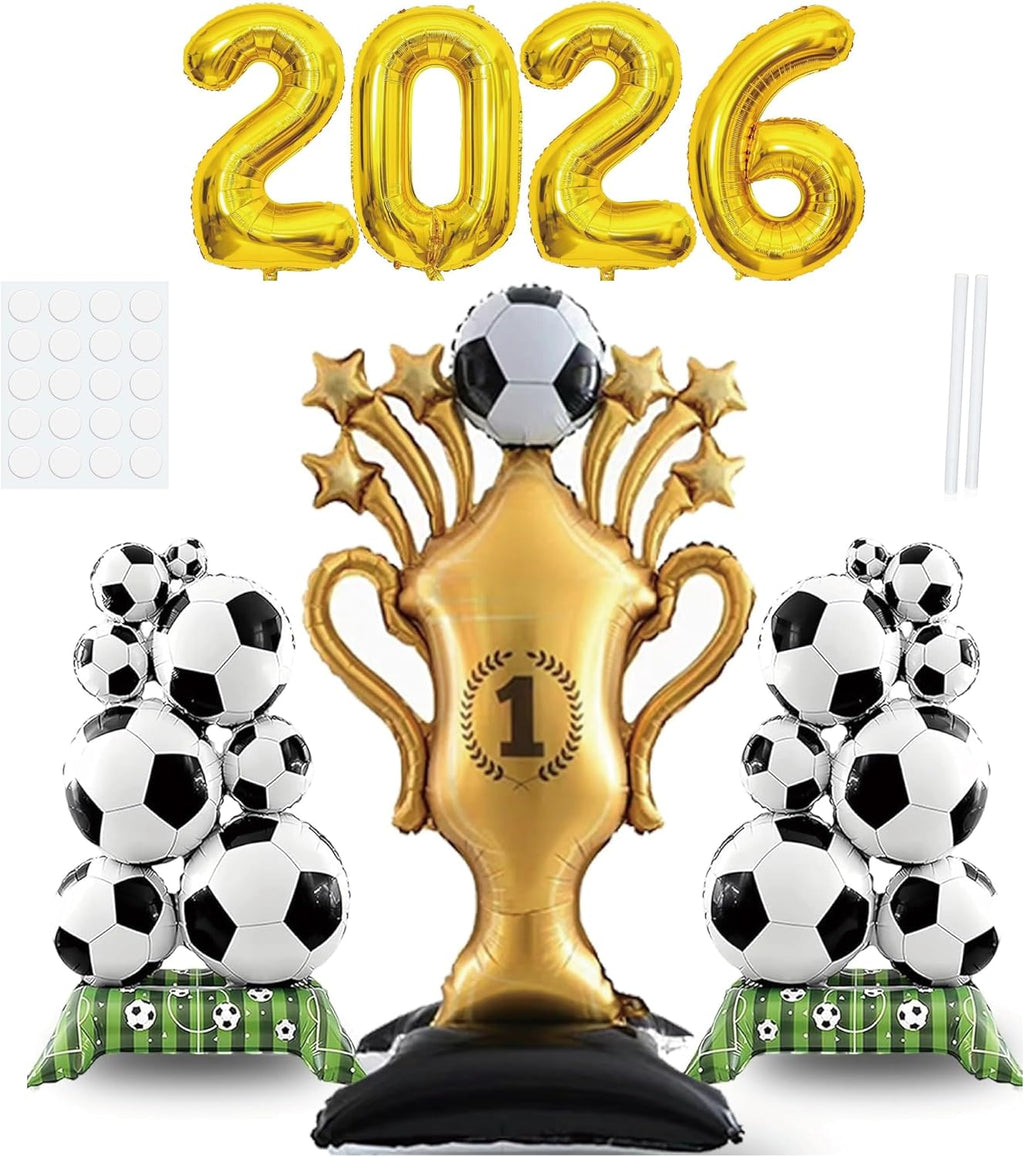 Soccer Party Decorations Balloon Set, Giant Trophy Balloon and Soccer Balloons with 2026 Number Balloons, Soccer Party Supplies for World Cup Party Decorations, Sports Theme Birthday Decor