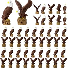 4th of July Mini Resin Bald Eagle 250th Anniversary Patriotic Figurine Tiny Resin Animals Eagle Statue for Independence Day Miniature Garden Office Home Cake Topper Decor Gift(50 Pcs,Mixed Style)