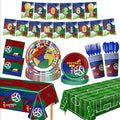 Soccer Party Supplies Kit Serve 24,172 Pcs Includes Dinner Plates, Dessert Napkins, Cups, Forks, Knives,Banner and Tablecloth for 2026 World Cup, Birthday, Gameday Decorations