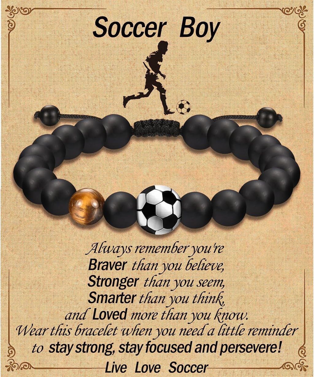 Soccer Football Basketball Baseball Hockey Bracelet Gifts for Boys Players Team Lovers Son Grandson Brother Nephew Friend as Birthday/Valentines Day/Graduation/Back to School/Christmas Gifts
