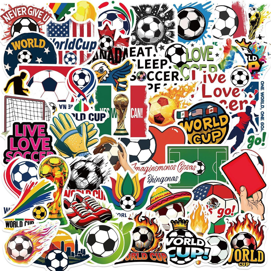 50Pcs Soccer World Cup Stickers, Waterproof Vinyl Football Stickers for Kids Teens Adults, Aesthetic Sports Decals for Water Bottles Laptops, Soccer Lover Gifts for World Cup Fans