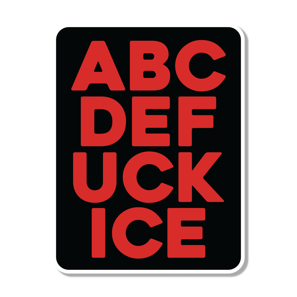 ABCDE Fuck ICE Die Cut Sticker