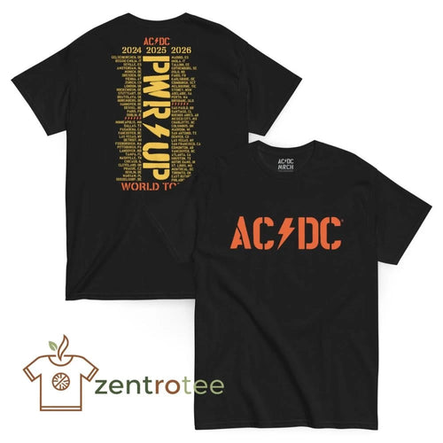 AC DC PWR Up World Tour Merch 2024 2025 2026 Logo With Dates tee