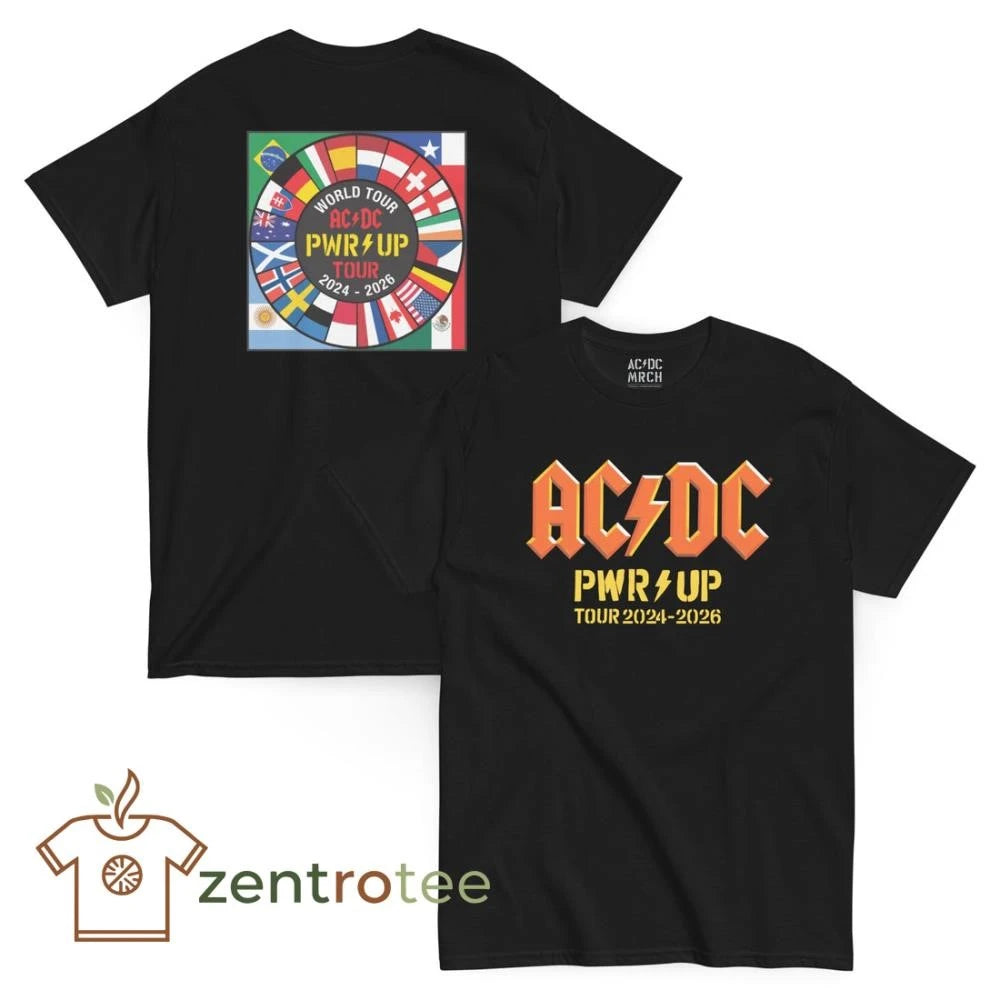 ACDC PWR Up World Tour Merch 2024 2026 Nation Flags tee