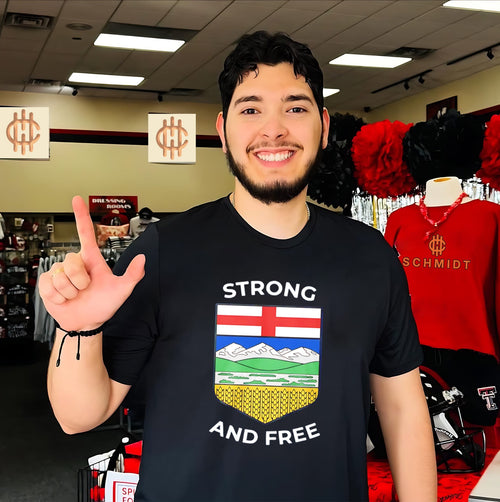 Alberta Canada Map With Albertan Flag Strong And Free Shirt