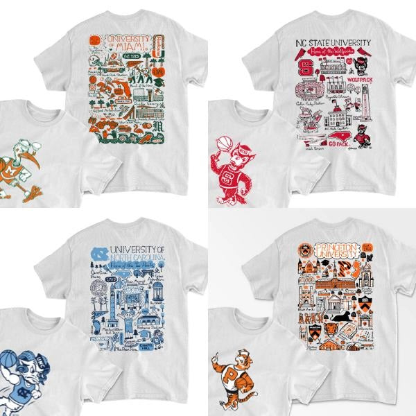 All Team NCAA Basketball Team Retro College 2 Sided Shirt Game Day Hoops Fans Menswear & T-Shirts