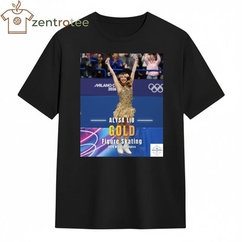 Alysa Liu gold medal in figure skating 2026 Winter Olympics celebration shirt