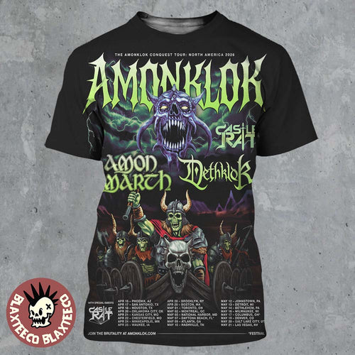 Amonklok Conquest Tour North America 2026 With Castle Rat Amon Amarth And Dethklok All Over Print Shirt