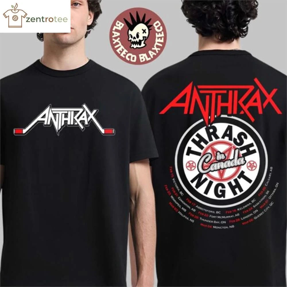Anthrax Canada Tour 2026 Merch Thrash Night In Canada tee