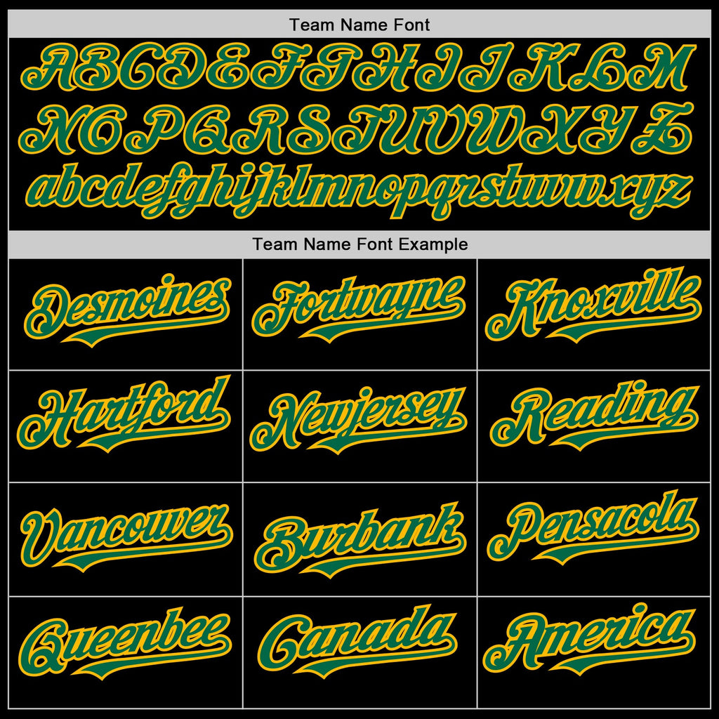 Custom Black Kelly Green-Gold 3 Colors Arm Shapes Authentic Baseball Jersey