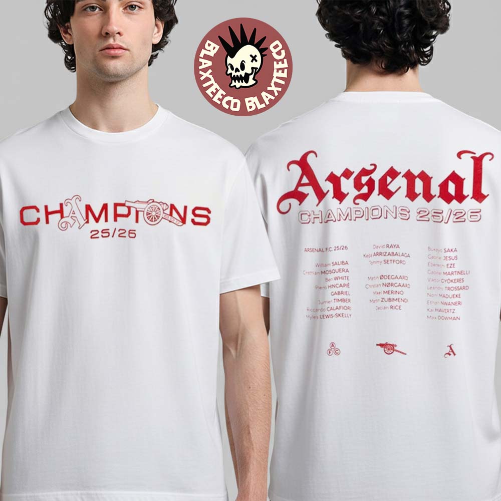 Arsenal Champions Squad 2026 Premier League Champions Two Sided T-Shirt