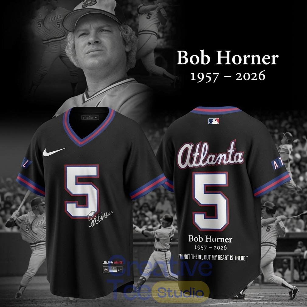 Atlanta Braves Bob Horner Forever Black Baseball Jersey