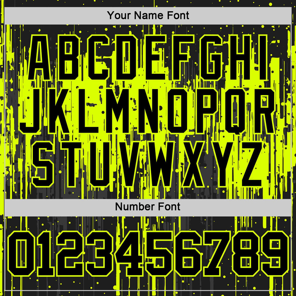 Custom Black Neon Green Dripping Splatter Art Round Neck Sublimation Basketball Suit Jersey