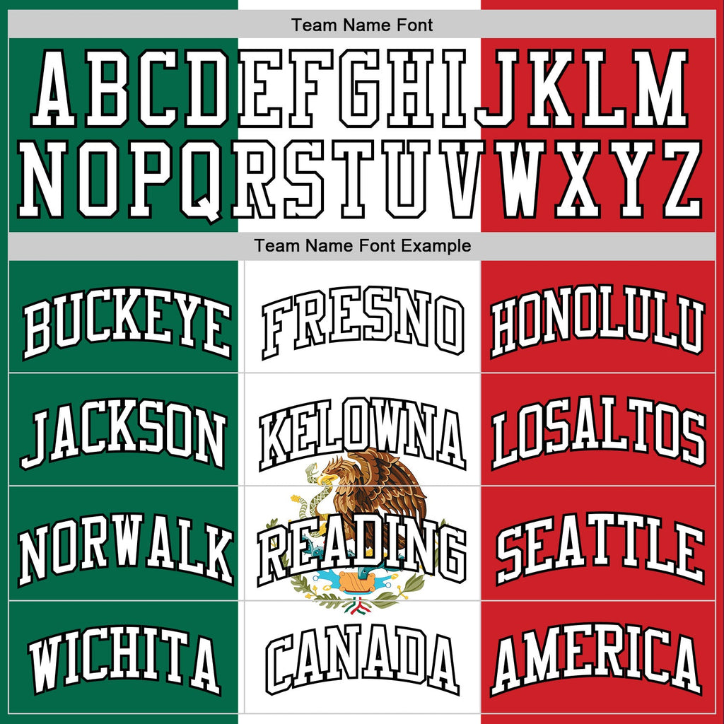 Custom Kelly Green White Red-Black Mexican Flag Round Neck Sublimation Basketball Suit Jersey