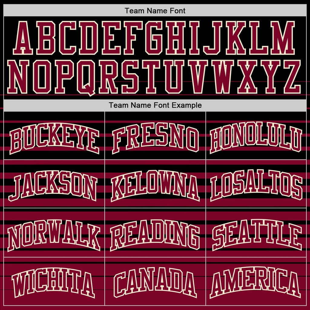 Custom Black Maroon-Cream Pinstripe Fade Fashion Round Neck Sublimation Basketball Suit Jersey
