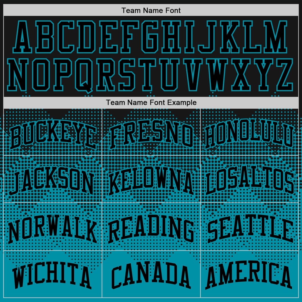 Custom Black Teal Gradient Square Shapes Round Neck Sublimation Basketball Suit Jersey