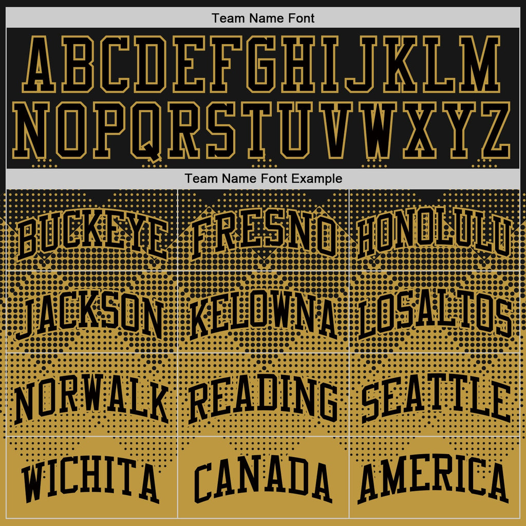 Custom Black Old Gold Gradient Square Shapes Round Neck Sublimation Basketball Suit Jersey