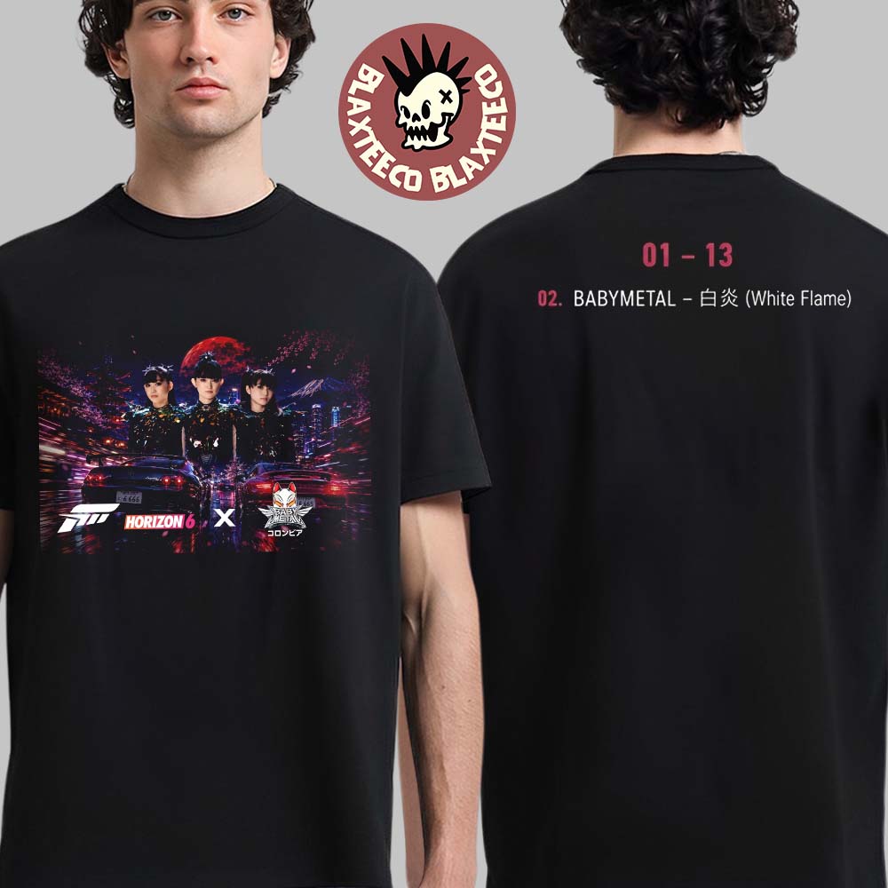 Babymetal x Forza Horizon 6 White Flame Tracklist Two Sided T-Shirt