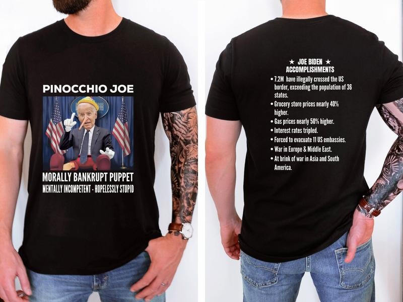 Anti Biden Pinocchio Joe Shirt Republican Shirt Funny Joe Biden Shirt Political Conservative Front Back Graphics T-Shirts