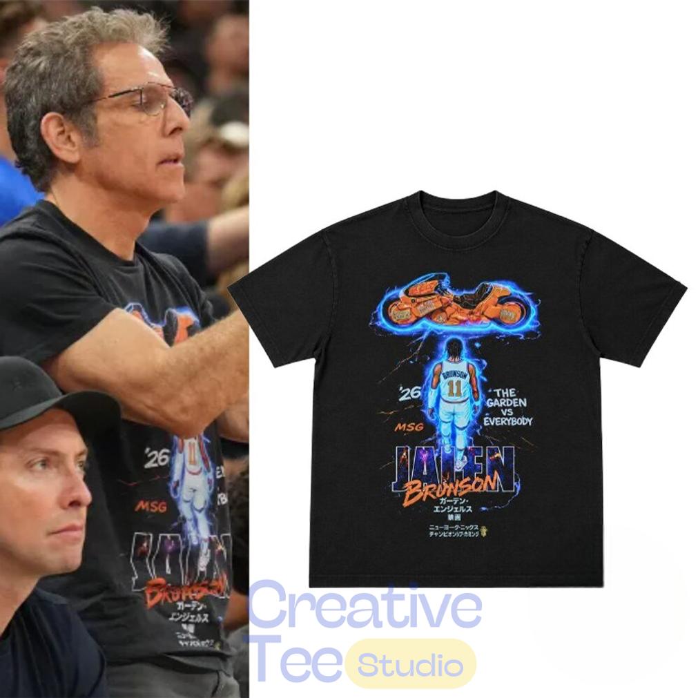Ben Stiller Knicks Game 5 Jalen Brunson Motorcycle Shirt