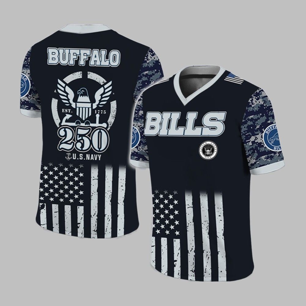 Bills US NAVY 250th Birthday Celebration Football Jersey - Grishko.com