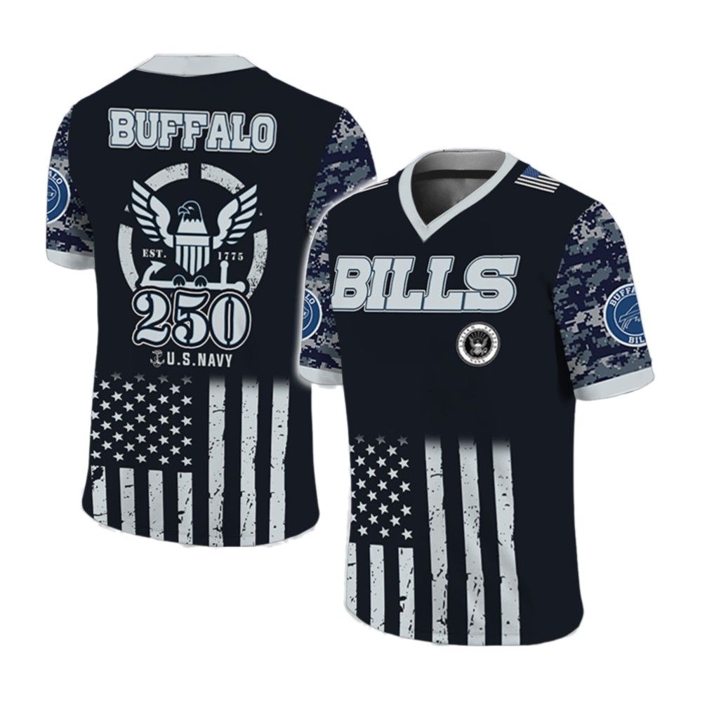 Bills US NAVY 250th Birthday Celebration Football Jersey - Grishko.com