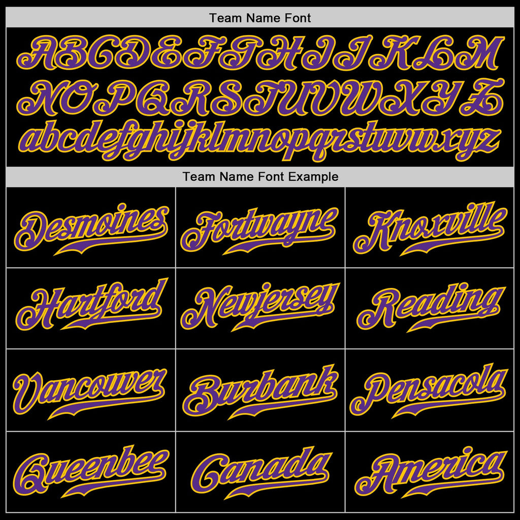 Custom Black Gold Pinstripe Purple-Gold Authentic Baseball Jersey