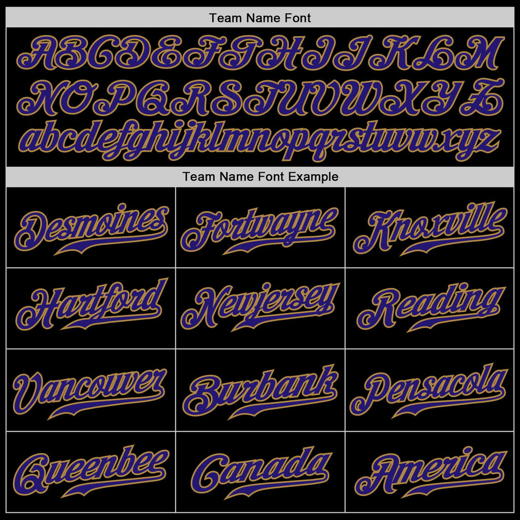 Custom Black Dark Purple-Old Gold Authentic Baseball Jersey
