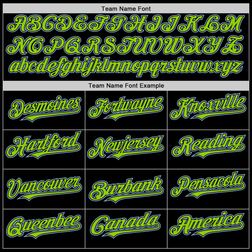 Custom Black Neon Green Pinstripe Light Blue Authentic Sleeveless Baseball Jersey